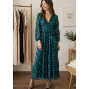 Layered With Love Green Autumn Dreams Maxi Dress XS NWT